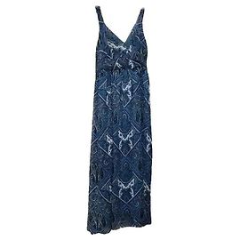 Autre Marque Batida Maxi-Kleid blauem Paisley-Print Weiß Blau Lila Dunkelblau