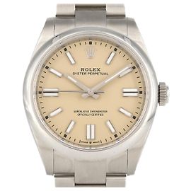 Rolex Oyster Perpetual Edelstahl Automatik Beige