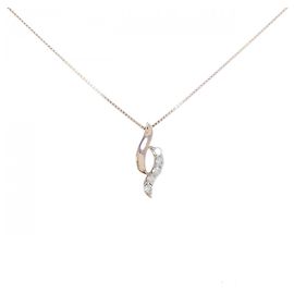 Autre Marque Colar de ouro rosa K10 e diamantes Rosa