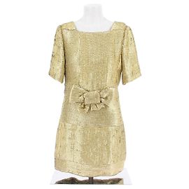 Robe courte à sequins dorés avec nœud Yves Saint Laurent Doré
