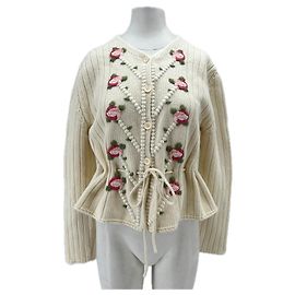 Rouje Cardigan blanc à fleurs Blanc