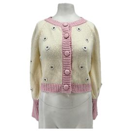 Autre Marque Cardigan creme e rosa Branco