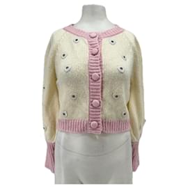 Autre Marque Cardigan in Creme und Rosa Weiß