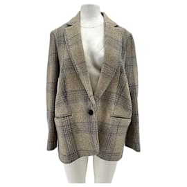 Ba&Sh Check Wool Blazer Beige Beige