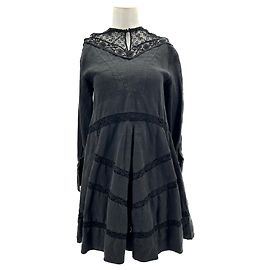 Isabel Marant Schwarzes Leinenkleid mit Spitze Schwarz