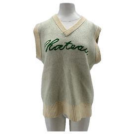 Autre Marque Pull sans manches crème et vert Blanc