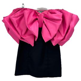 Rotate Robe bustier noir avec noeud rose Rose