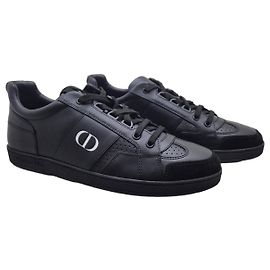 Dior Schwarze Low-Top-Sneaker aus Leder mit CD-Logo Schwarz