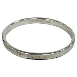 Tiffany & Co. Silver 925 Logo Engraved Narrow Bangle Silvery