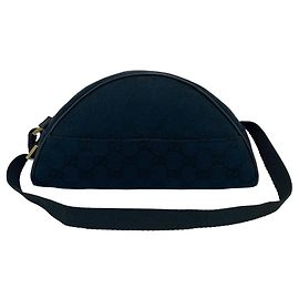 Gucci GG Canvas Pattern Leather Mini Handbag Black Navy blue