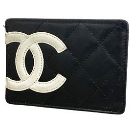 Tarjetero de piel de cordero negro Chanel Cambon Negro
