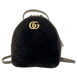 Gucci GG Marmont Black Velvet Backpack Black