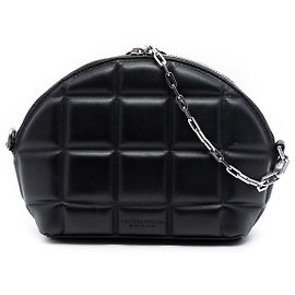 Bottega Veneta Bolsa transversal de meia lua com corrente em nappa acolchoado preto mini Preto