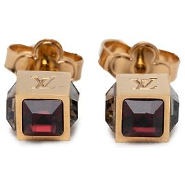 Boucles d'oreilles Gamble Push Back en strass plaqué or Louis Vuitton Doré