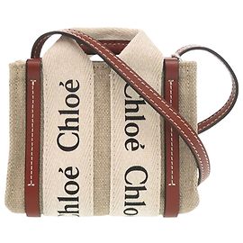 Bolsa Chloé Beige Nano Canvas Woody Bege
