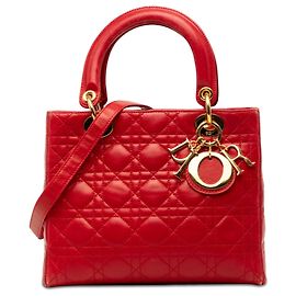 Lady Dior aus Lammleder Cannage rot Größe Medium Rot