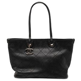 Chanel Black CC Caviar Wild Stitch On the Road Tote Black