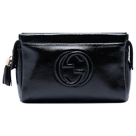 Neceser Soho de charol negro Gucci Negro
