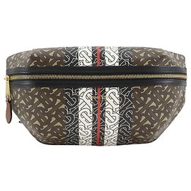 Burberry Brown Monogram Stripe E-Canvas Belt Bag Brown