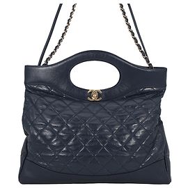 Borsa a Spalla con Catena Chanel Blu navy