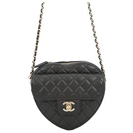 Borsa a Spalla con Catena Chanel Matelassé Heart Shape Nero
