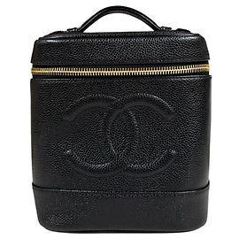 Chanel Vertical Vanity Case Handbag Black