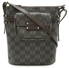 Borsa a tracolla Loewe Repeat Anagram Nero Marrone scuro