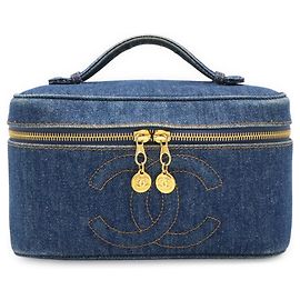 Bolsa de Vanity Chanel Coco Mark em denim Azul