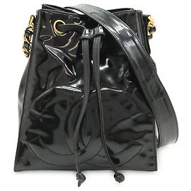 Borsa a tracolla Chanel Coco Mark Chain in pelle smaltata nera Nero