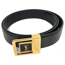 Cinto de couro preto Yves Saint Laurent Preto
