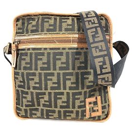 Fendi Zucca Logo Leather Bag Brown Brown