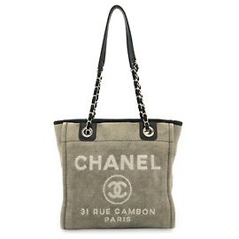 Borsa Tote CHANEL Deauville Marrone Nero