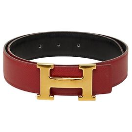 Hermès Hermes Constance H-belt avec design réversible Noir Rouge