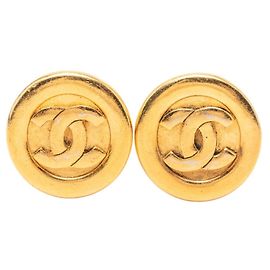 Pendientes de clip redondo Chanel Coco Mark Dorado