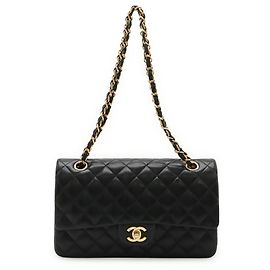 Chanel Matelassé 25 Coco Mark Double Chain Shoulder Bag Black
