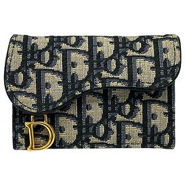 Visitenkartenetui Christian Dior Beige Marineblau