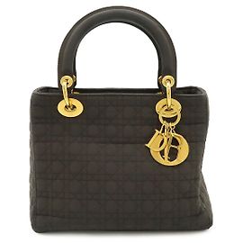 Bolsa Tote Dior Lady Dior em nylon Marrom