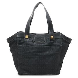 Loewe Anagram Nylon Canvas Leather Tote Bag Black