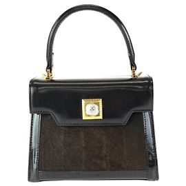 Sac à main Versace Sunburst en crin de cheval Marron