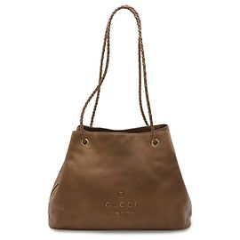 Gucci Logo Shoulder Tote Bag Brown Brown