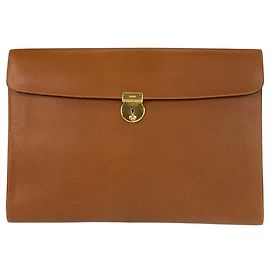 Gucci Leder Clutch Tasche Braun Gold Braun
