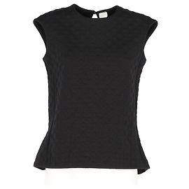 Jil Sander Y2K Black Polka-Dot Jacquard Sleeveless Top with Back Button Black