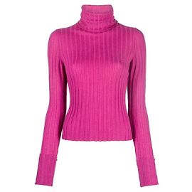 Chanel Y2K Cashmere Rollkragenpullover mit Rippenstruktur in Cyclamen Pink Pink