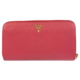 Cartera larga de cuero Saffiano Prada Rosa