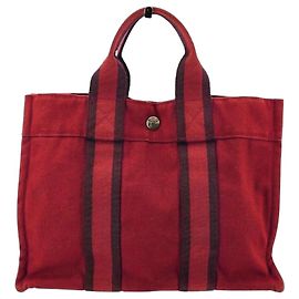 Hermès Sac Tote de Tecido Vintage Hermes Vermelho