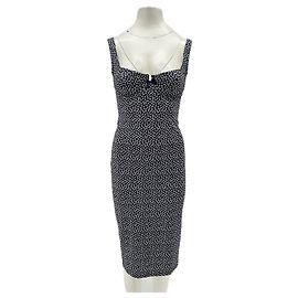 Vestido Rouje de algodão azul-marinho com flores Azul marinho