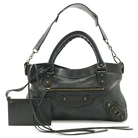 Balenciaga The First Leather Handbag Black Black