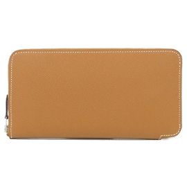 Cartera larga de seda Hermès EN LIBERTE Dorado Verde claro Morado oscuro