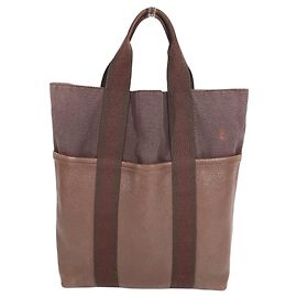 Hermès Bolsa Tote Cabas Hermes em Metade Couro e Metade Couro Marrom