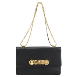 Sac Versace Medusa Flap Chain en cuir Noir